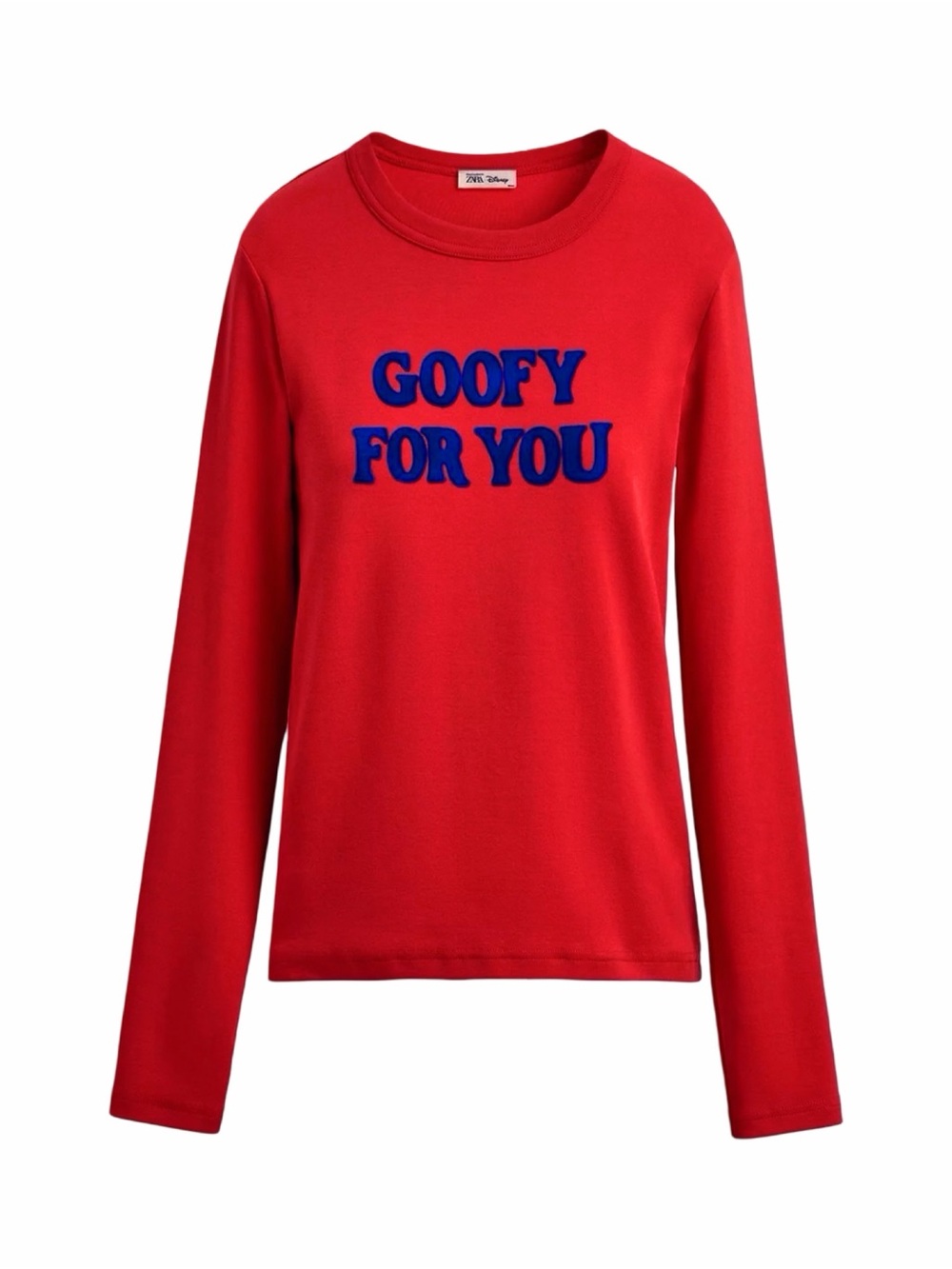 Harry Lambert for Zara x Disney Red Long Sleeve 'Goofy For You' Graphic Tee